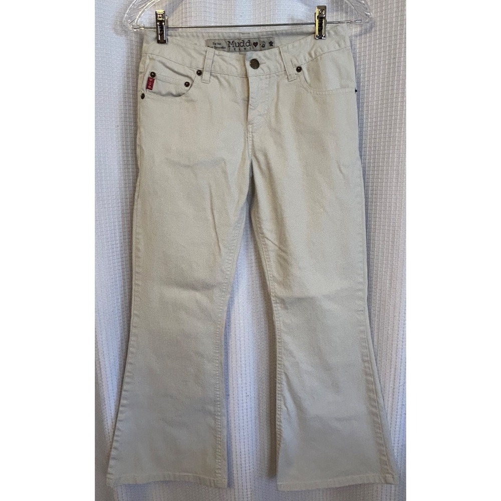 VTG Y2K Mudd Jeans Beige Flare Pants Juniors Size 3 Low Rise